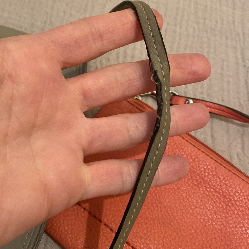 Coach Coral and Taupe Leather Clutch / wristband. Set - Picture 3 of 7